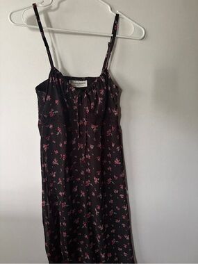 No Boundaries Black Floral Slip with Pink and Green Blossoms